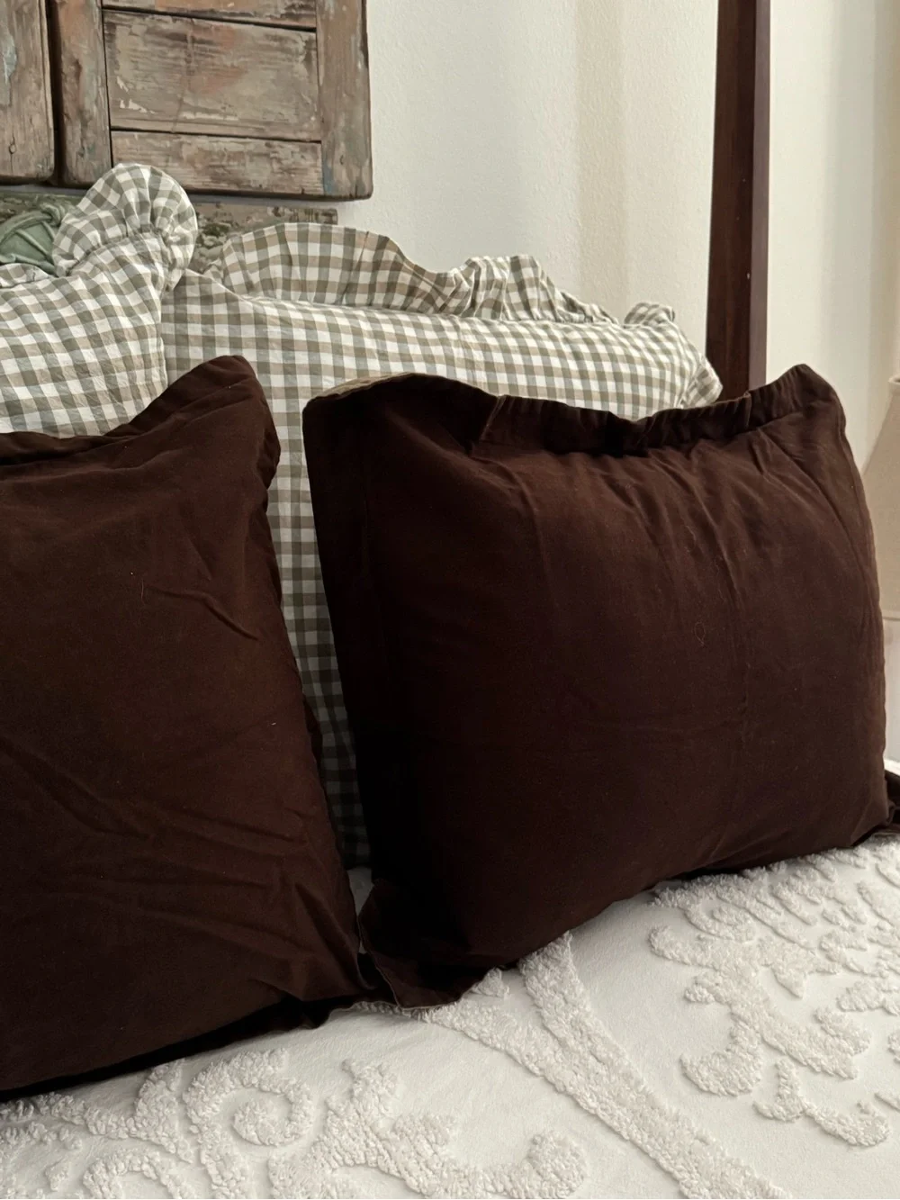 Vintage Target 100% Cotton Chocolate Brown Pillow Shams (Set of 2)